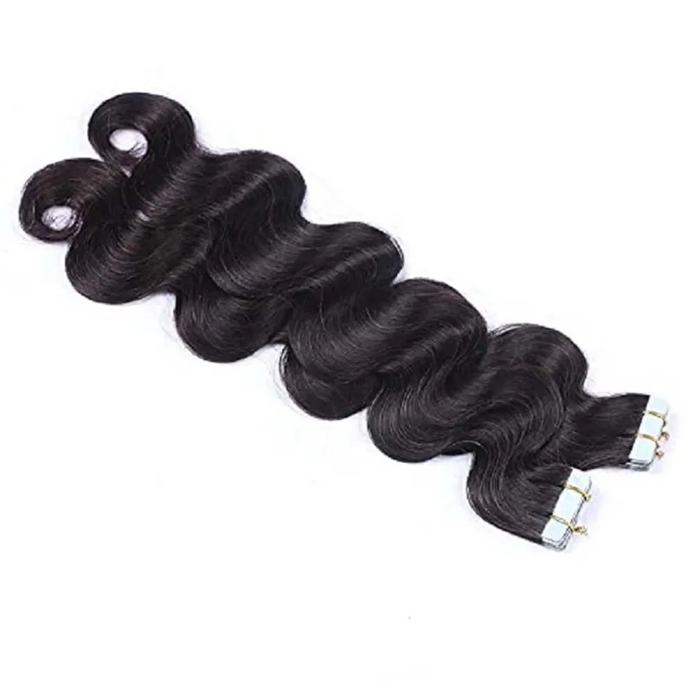 20pcs Body Wave Tape In Remy Skin Weft Invisible Human Hair Extensions #1B