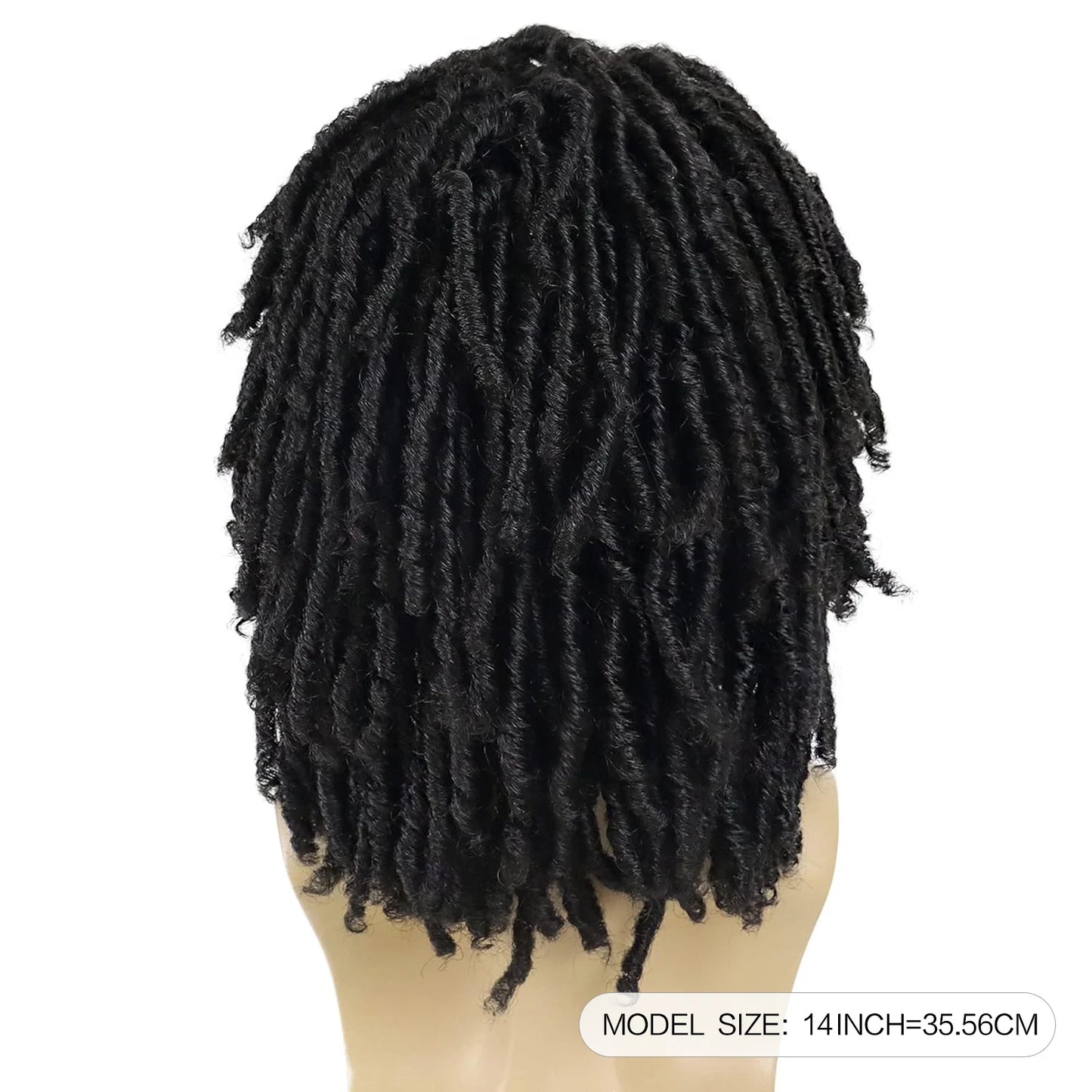 LUKZ Short Dreadlock Synthetic Black Wig