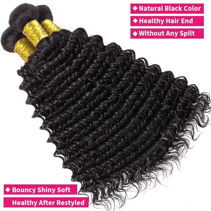 30 32 Inch Brazilian Loose Remy Deep Wave Human Hair Curly 1 Bundles 100%Raw Bundles