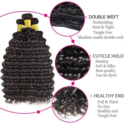 30 32 Inch Brazilian Loose Remy Deep Wave Human Hair Curly 1 Bundles 100%Raw Bundles
