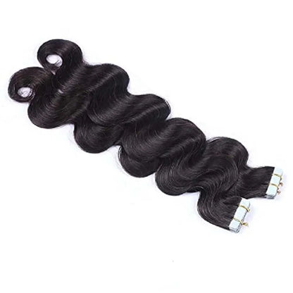 20pcs Body Wave Tape In Remy Skin Weft Invisible Human Hair Extensions #1B