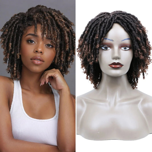 LUKZ Synthetic Short Natural Dark Brown Dreadlock Wig