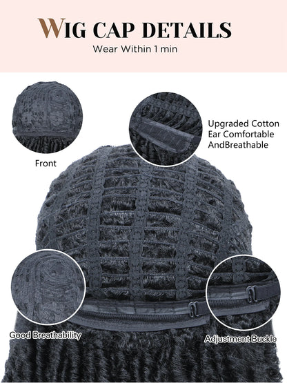 LUKZ Synthetic Short Natural Dark Brown Dreadlock Wig
