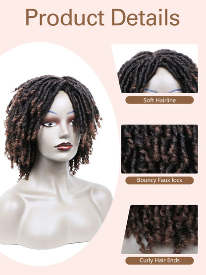 LUKZ Synthetic Short Natural Dark Brown Dreadlock Wig