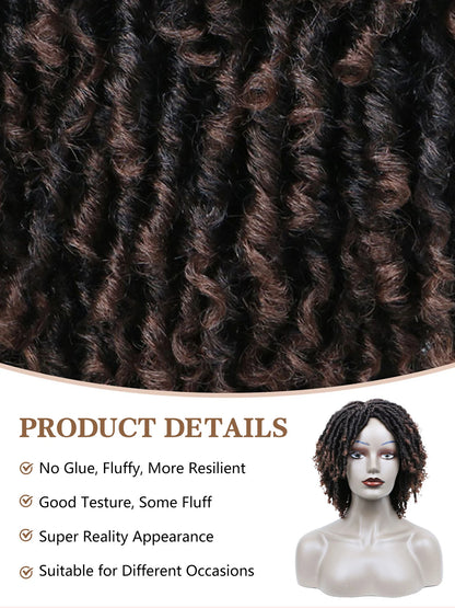 LUKZ Synthetic Short Natural Dark Brown Dreadlock Wig