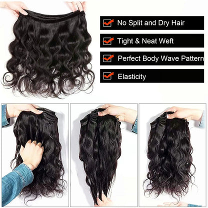Body Wave Brazilian Weave 100% Remy Human Hair Bundles Natural Black