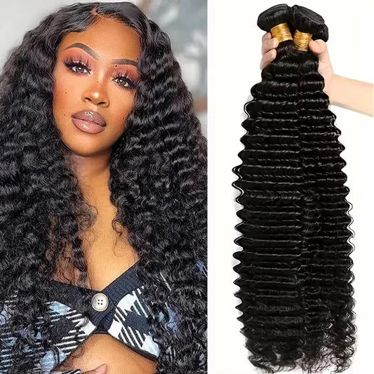 30 32 Inch Brazilian Loose Remy Deep Wave Human Hair Curly 1 Bundles 100%Raw Bundles