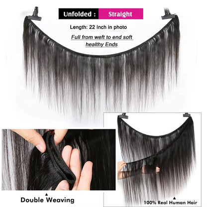 Brazilian Bundles Raw 100%Human Hair Bone Straight Hair Extensions 16-32 Inch Bundles Double Weft Hair Weave
