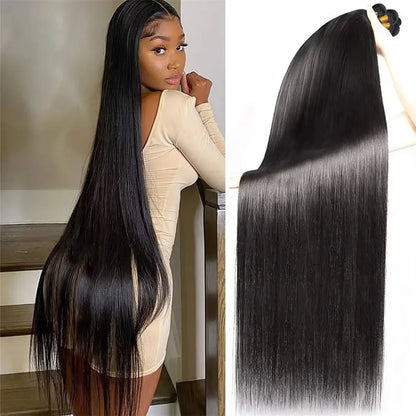 Brazilian Bundles Raw 100%Human Hair Bone Straight Hair Extensions 16-32 Inch Bundles Double Weft Hair Weave